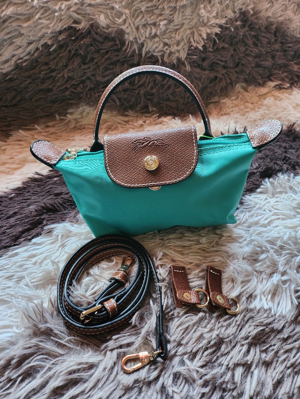 Longchamp Mint Green Mini Bag with Removable Strap NWT